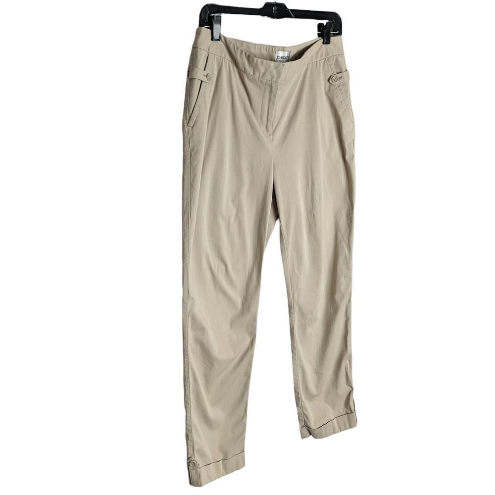 ❄️ Chico's Size 1 Women's 8 Chino Khaki Ankle Crop Mid Rise Pants